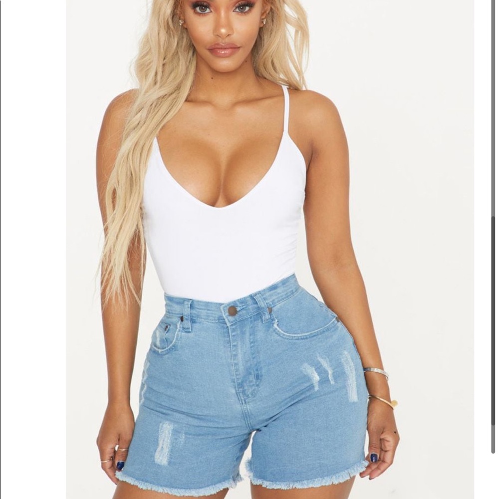 Shape Light Wash High Waisted Denim Shorts